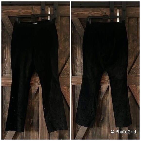 For Joseph suede leather Floral cut out bottom pants Sz-27 - Picture 1 of 7